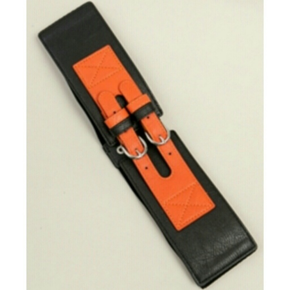 Black & Orange Double Strap Waist Belt - Picture 1 of 3